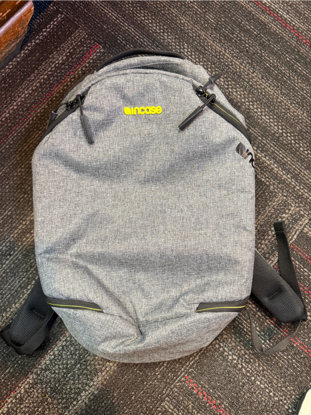 Incase Light Gray Backpack with Yellow Accent